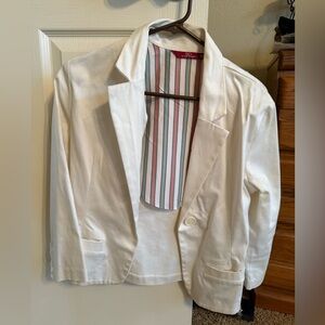 White Blazer with Striped Lining